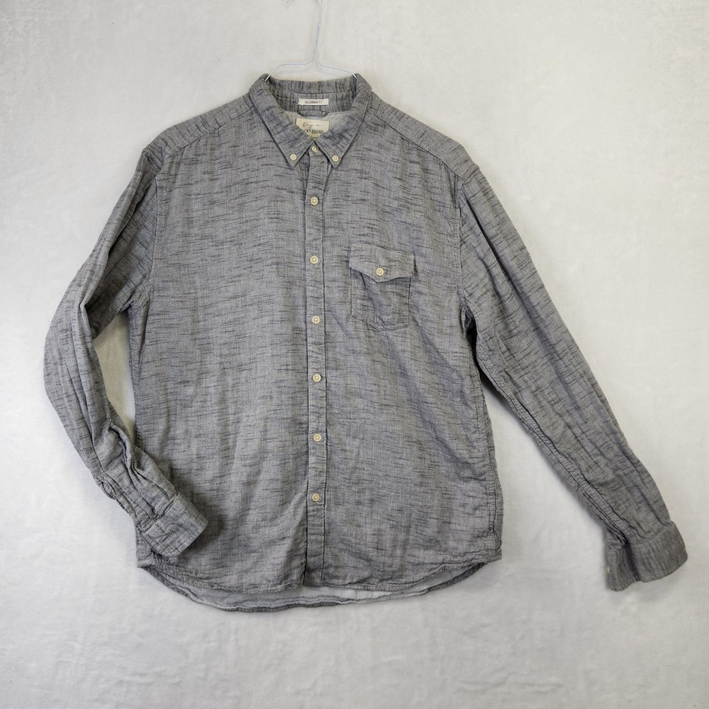 Lucky Brand Mens Gray‎ California Fit Long Sleeve Button Up Flannel Shirt XL